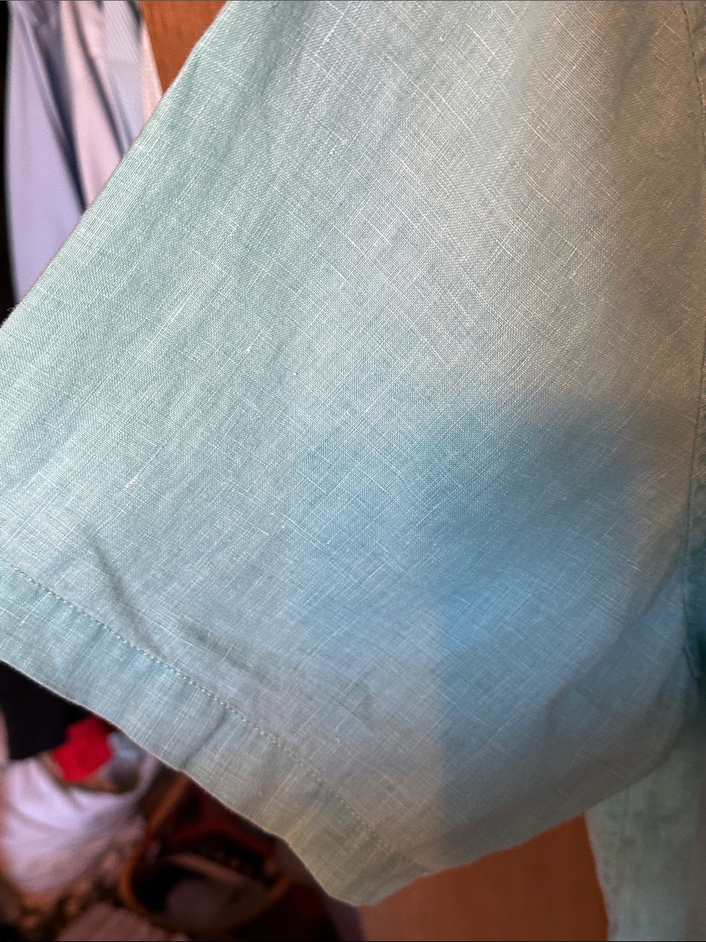 Tommy Bahama Light Aqua Blue 100% Linen Short Sleeve Button Down Shirt XL EUC - Picture 5 of 9